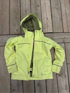 Burton Kids Lime Yellow Hooded Rain Jacket